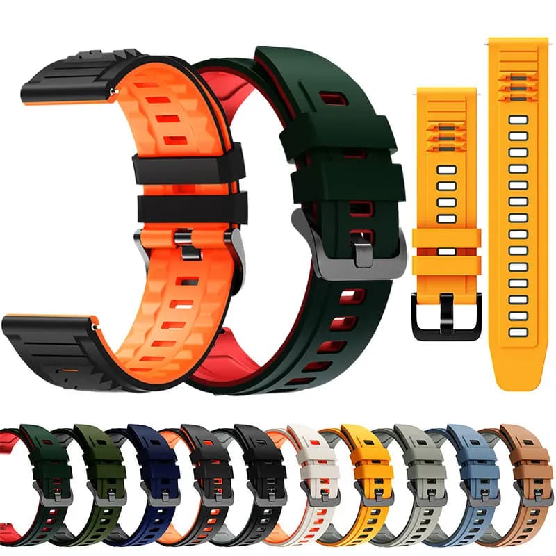 Cinturino in silicone da 22 mm per Samsung/Amazfit/Xiaomi/Huawei, cinturino nero in gomma per uomo e donna, accessori per braccialetti.