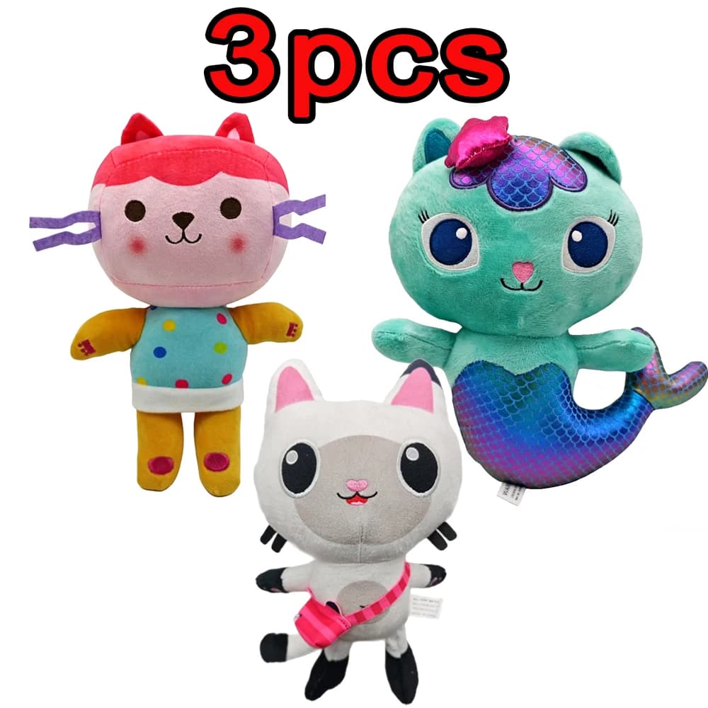 2026 8 pz Nuovo Set di Peluche Gabbys Dollhouse, Animali di Peluche del Cartone Animato Mercat, Gatto Sorridente, Gatto Auto, Gabbys Hug, Regalo di Compleanno per Ragazze