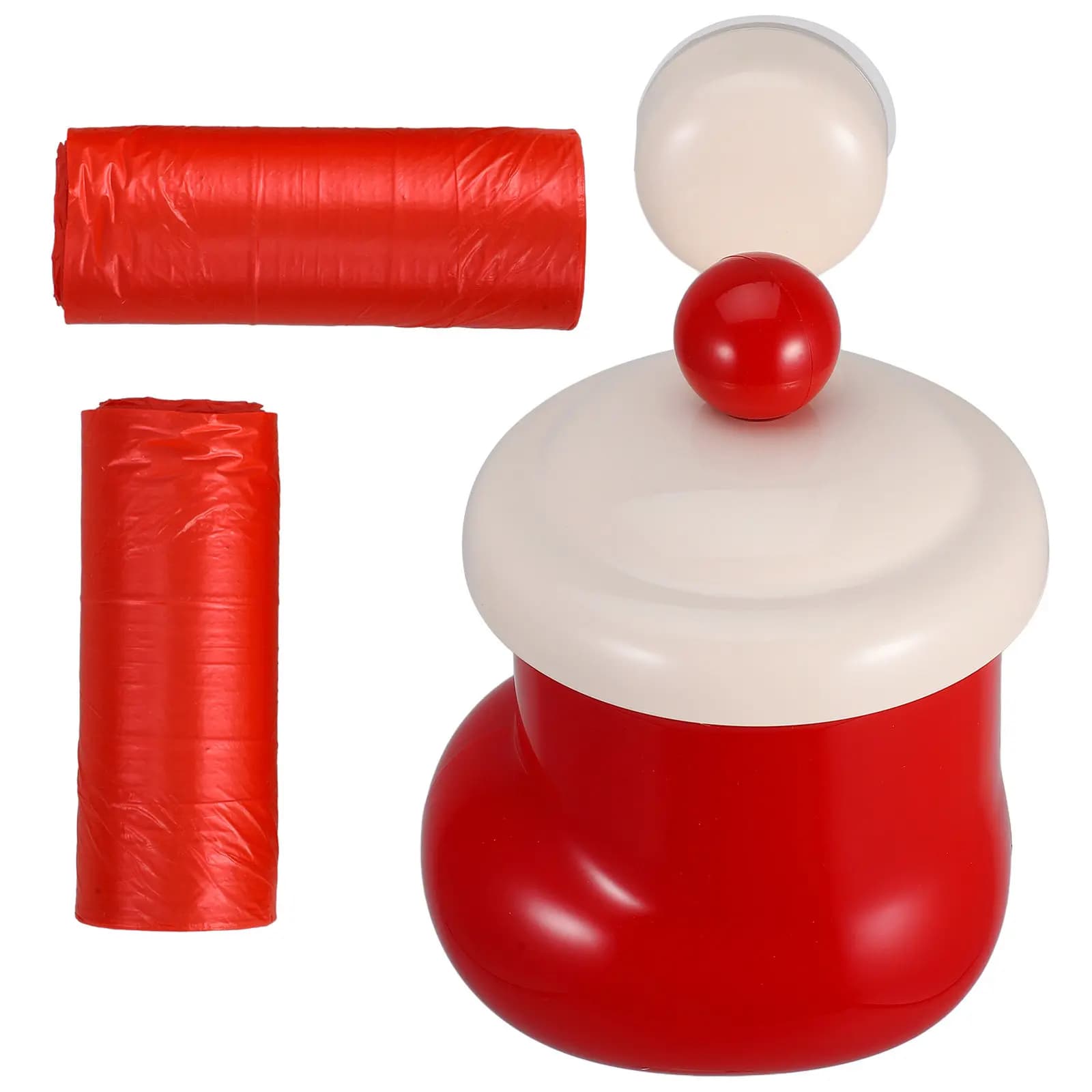 Mini Cestino per Rifiuti da Appendere a Parete a Forma di Calza di Natale con Coperchio, Cestino da Scrivania con Ventosa, Piccolo Cestino Decorativo Natalizio