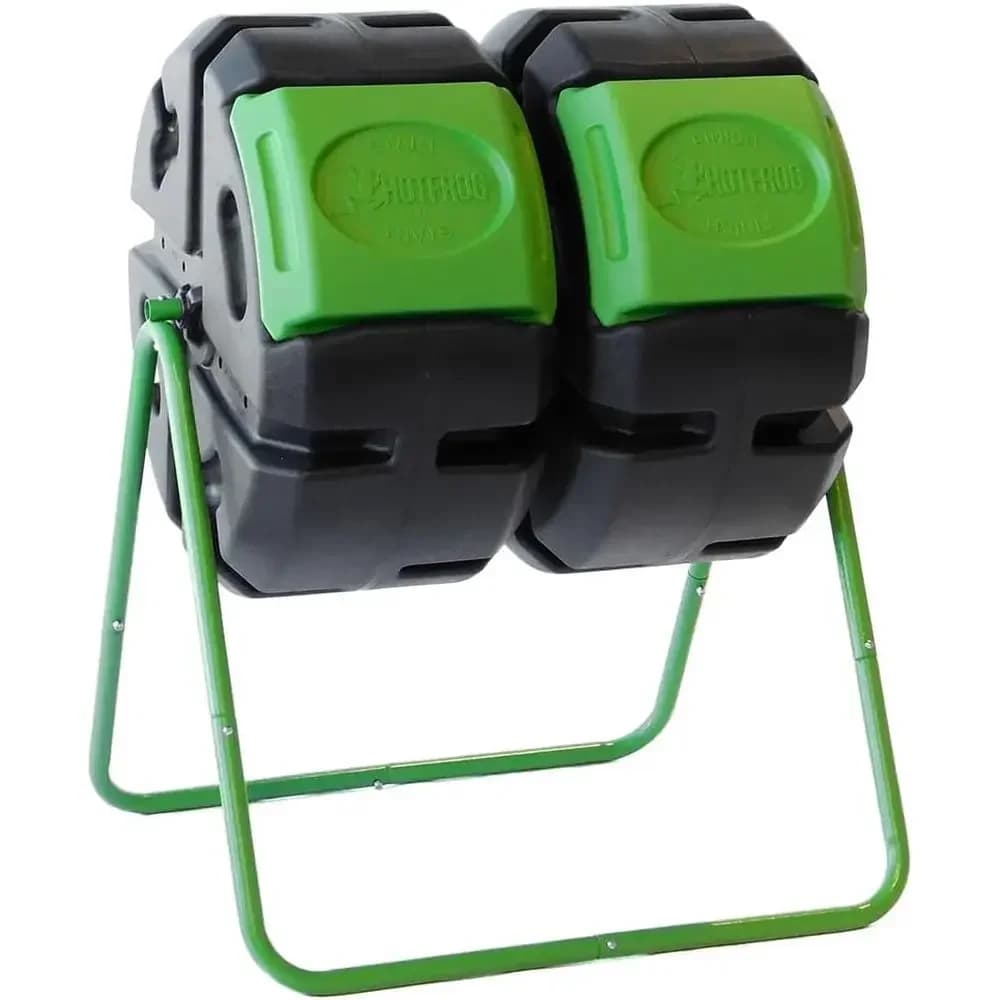 37-Gallon Dual-Chamber Tumbling Compost Bin, UV-Protected, BPA-Free, Easy-Turn with Aeration Vents