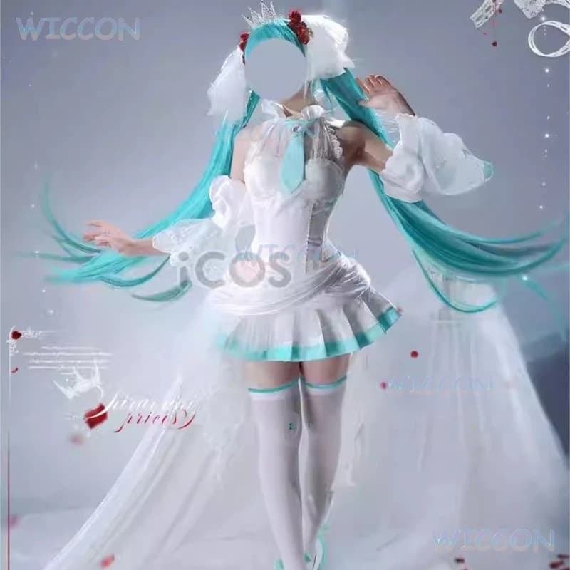 Progetto Sekai Mikuku Abito da principessa Biancaneve Costume cosplay Abito da personaggio anime Abito Lolita bianco puro Halloween Natale