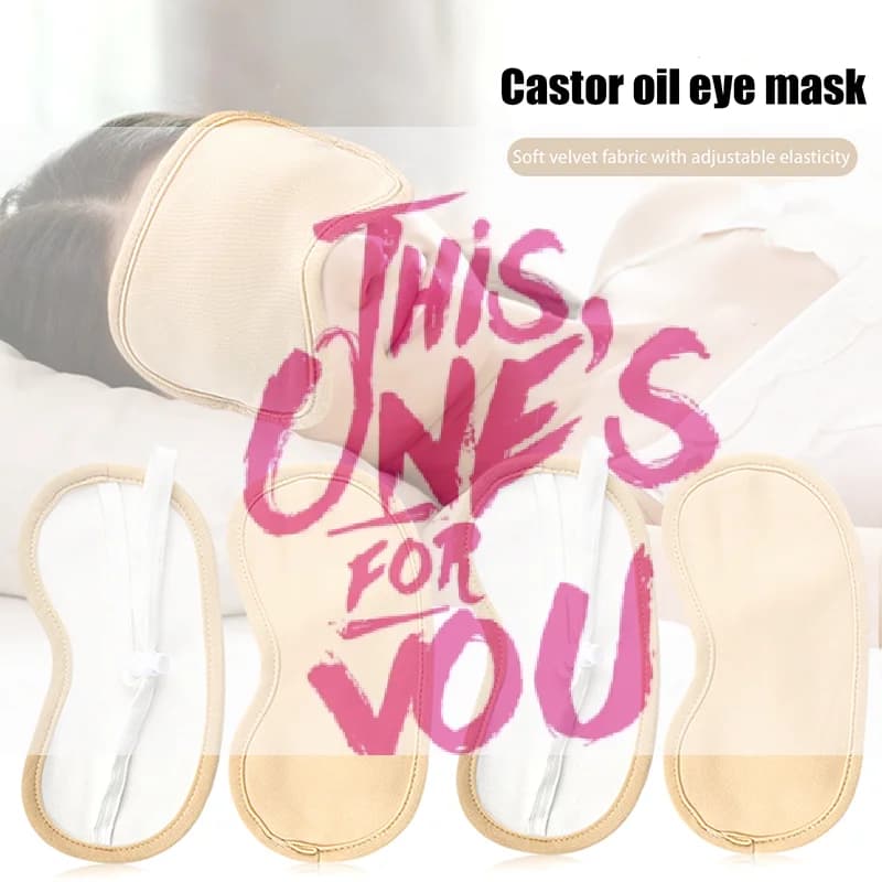 Maschera per Occhi in Olio di Ricino Riutilizzabile, Organica, con Fascia Elastica Regolabile, Cuscinetto Oculare Riutilizzabile per la Cura con Oli Essenziali