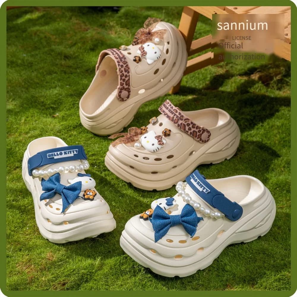 Sandali Eva con fondo spesso da donna Sanrio Anime Hello Kitty, antiscivolo, sandali estivi alla moda per ragazze, scarpe da spiaggia per esterni, regalo