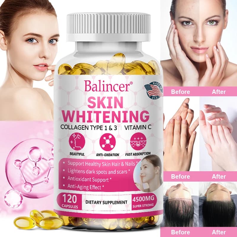 Capsule di L-Glutatione 1800mg, Sbiancamento della Pelle, Anti-Invecchiamento, Disintossicazione e Supporto Immunitario, Alta Assorbenza, Vegano, Senza OGM, Senza Glutine