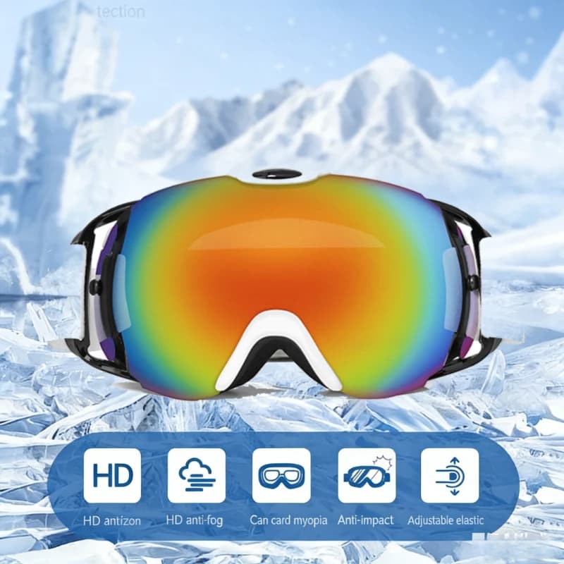 Occhiali da sci antiappannamento a doppio strato Occhiali da alpinismo invernale all'aperto Cachi Miopia Antivento Uomini e donne Regolabili
