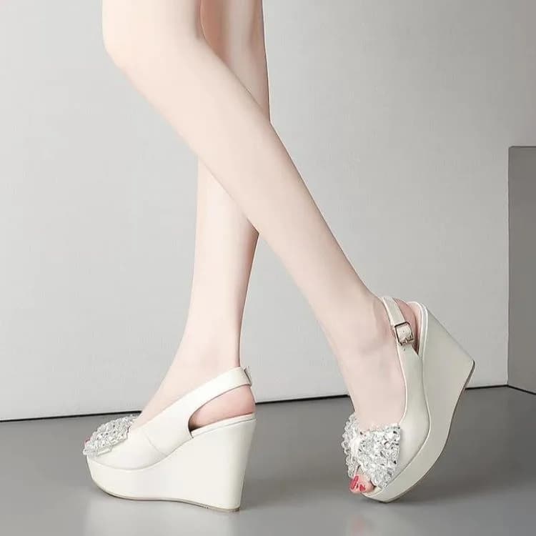 New Wedge Rhinestone Peep-Toe High Heels - 2026 Summer Women's Platform Sandals