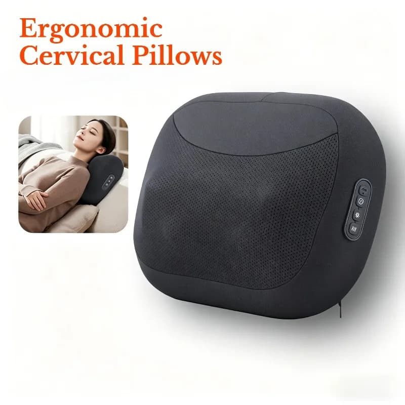 Cuscini Cervicali Ergonomici Riscaldati, Cuscino Massaggiante Cervicale Multifunzionale Wireless Portatile, Attrezzatura per Trattamenti di Rilassamento