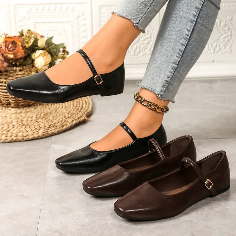 Mary Jane Single Shoes Thick Heel Shoes Elegant Classic Retro Square Toe Comfortable Soft Shallow Cut Low Heel Women's Shoes