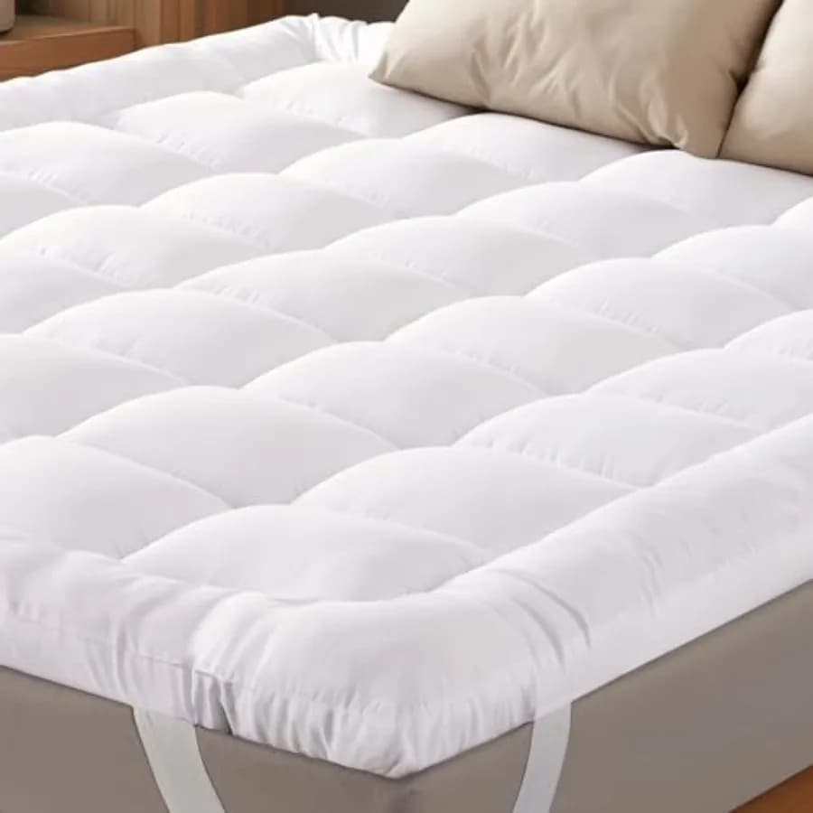 Ultra Soft Mattress Topper - Cloud-Like Mattress Pad for Back Support - Breathable Cooling Material for Hot Sleepers, White