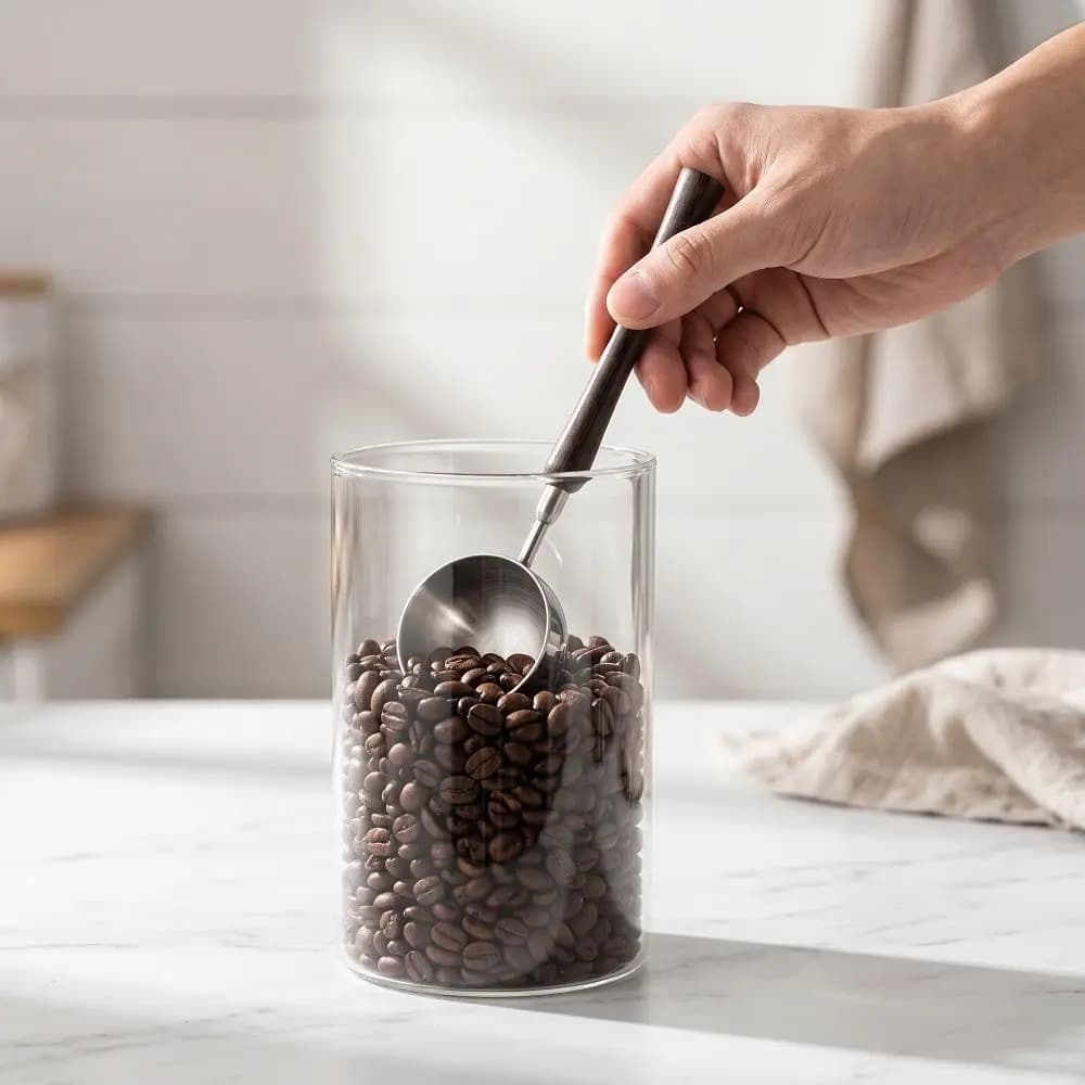 Wood Handle Coffee Measuring Spoon 30ML Long Handle Coffee Bean Measuring Cups Ergonomic Grip Reusable Coffee Sugar Scoop