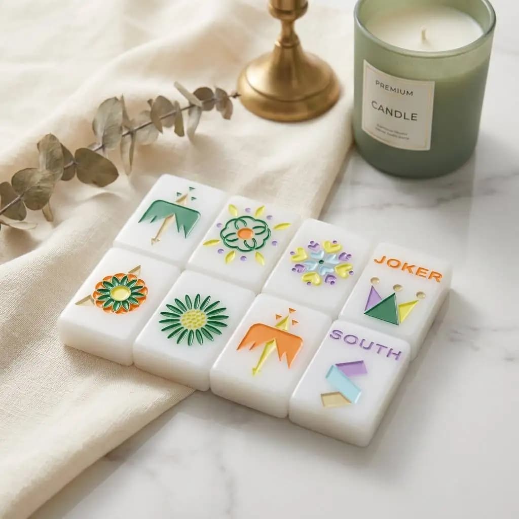 Cute Colorful American Mahjong Tiles Set White Acrylic Portable Travel Mahjong Game with 160 Tiles Ideal for Family Gathering