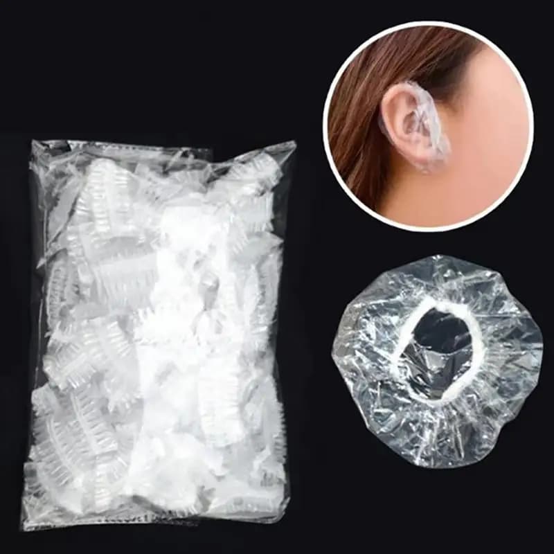 100/300/500 pcs Use And Drop Waterproof Ear Cover Transparent Bathroom Shower Hairdresser Eyelets Coloring Protective Mats