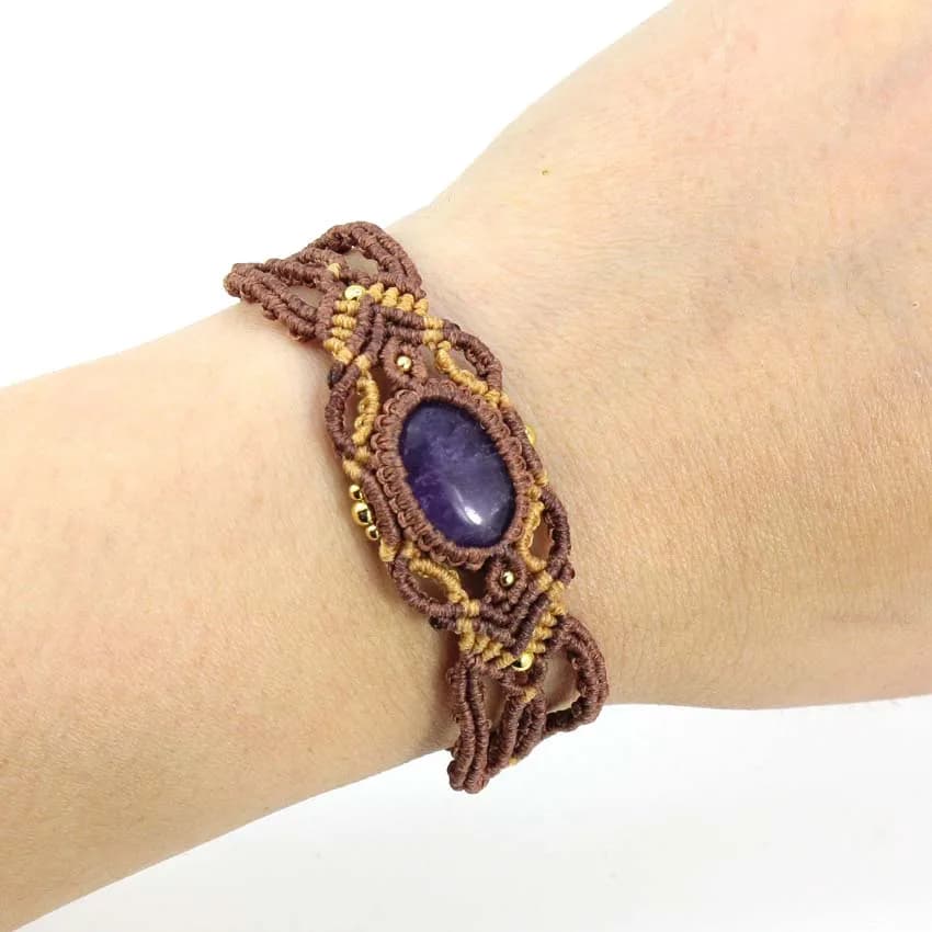 Handmade Braided Macrame Crystal Oval Stone Bracelets For Wome Natural Amethyst Green Aventurine Weave Rope Adjustable Jewellery