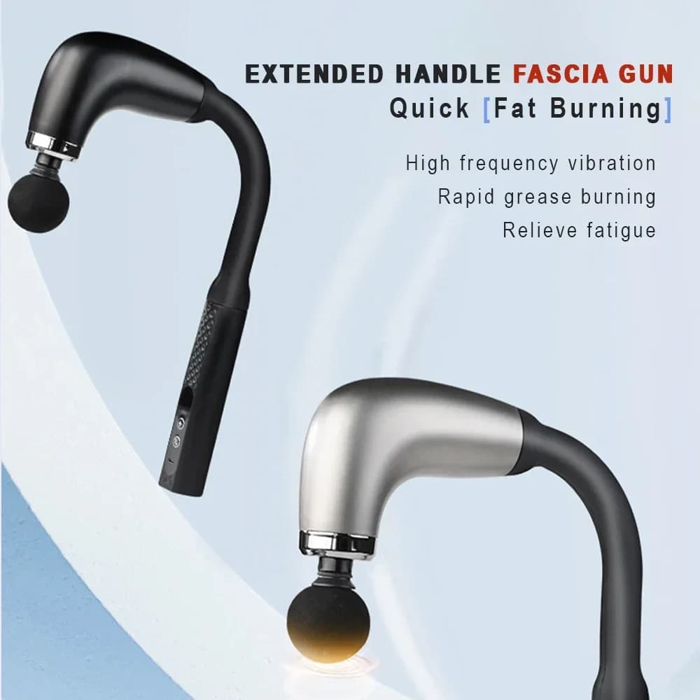 Massage Gun with Extended Handle and Elbow Support for Autonomous Massage of Higher and Lower Back, Muscle Relaxation and Massage