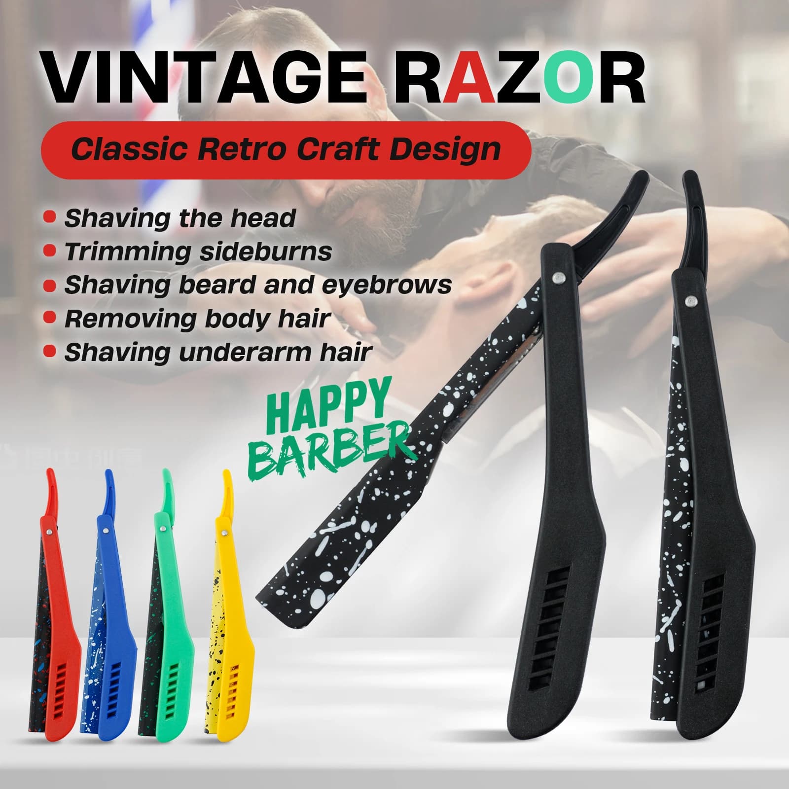 Professional folding shaving shaves pattern mimetic shaving manual cutting slip support for barber shaving