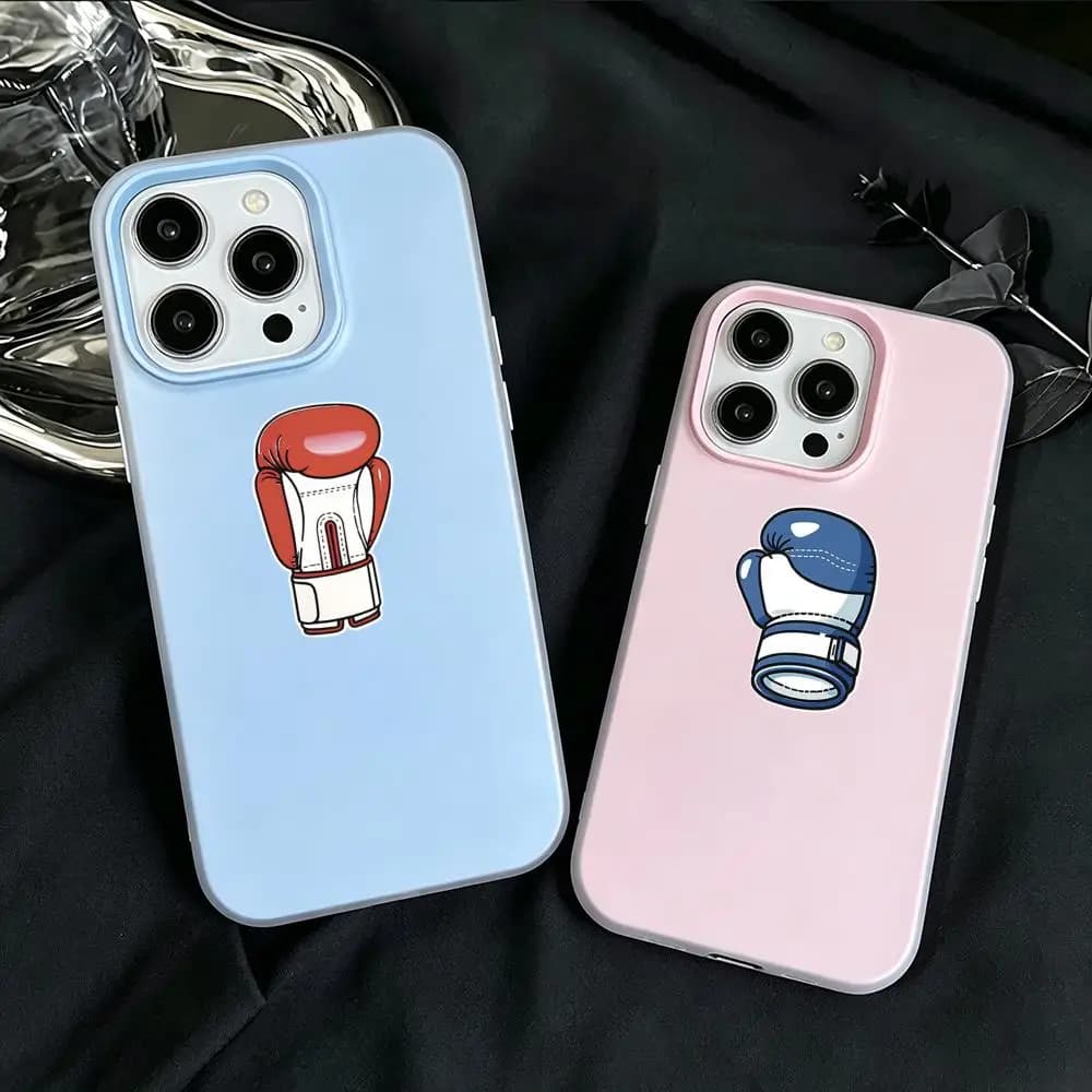 Custodia per telefono B-Boxing gloves effetto gelatina 2 in 1 a doppio strato, stile dopamine, compatibile con iPhone 17/16/15/14/13/12