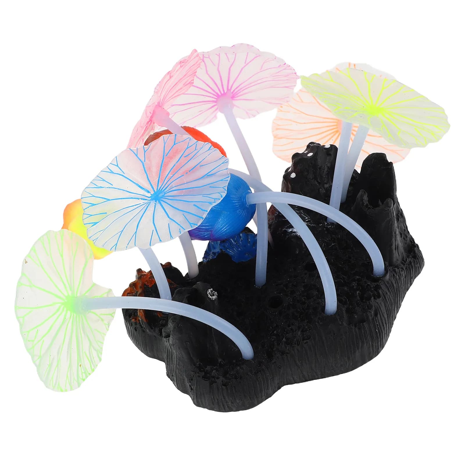Simulated Aquarium Decoration Artificial Plants Coral Anemone Lotus Fish Tank Decors Sturdy Silicone Plastic Materials Low