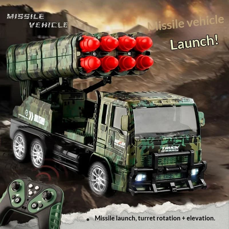Generic Remote Control Military Missile Truck Electric Simulated Armored Vehicle Soft Bullet Launchable Toy For Kids Boys