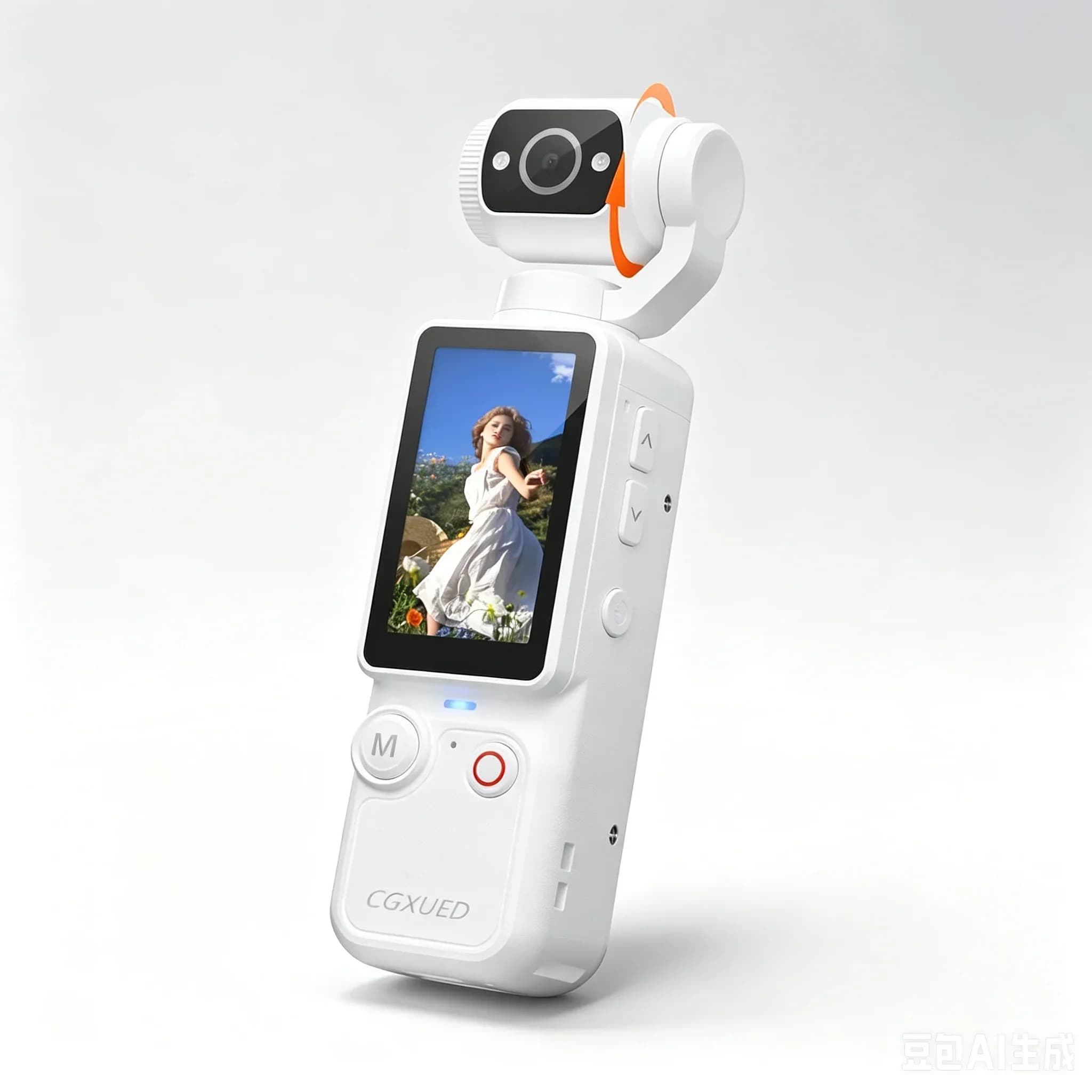 180° Rotating Lens Vlogging Camera Pocket Body Camera Audio Video Recording 7 Hour Battery Handheld Portable POV Cam White