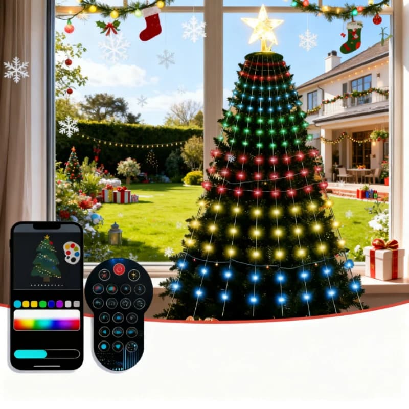 Illuminazione per albero di Natale da 1,8/2,1 m 400 LED con APP e telecomando Luce esterna e interna impermeabile per decorazioni natalizie
