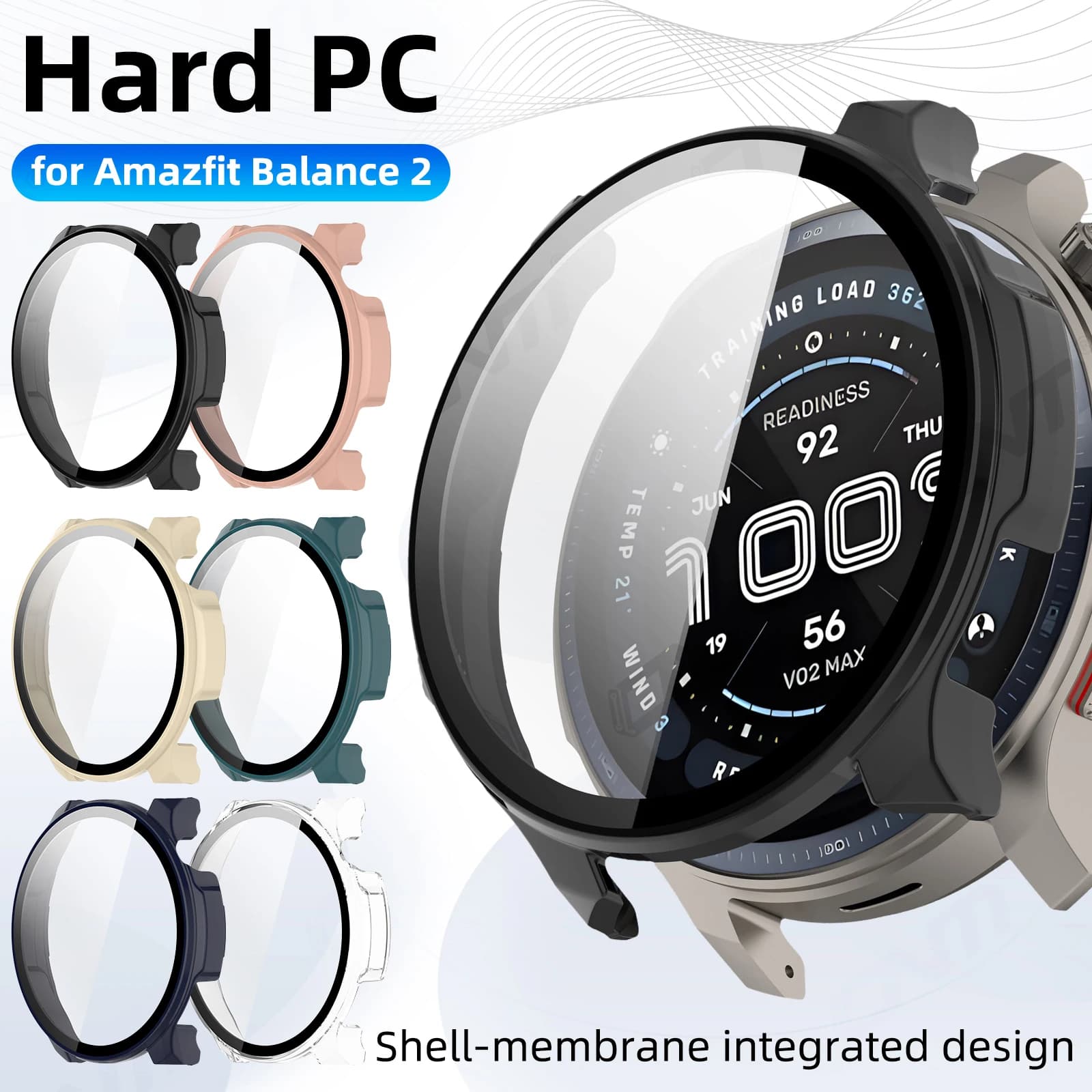 Custodia per smartwatch per Amazfit Balance 2 - Shell & Film Integrati, Protezione resistente ed elegante, Accessori per smartwatch