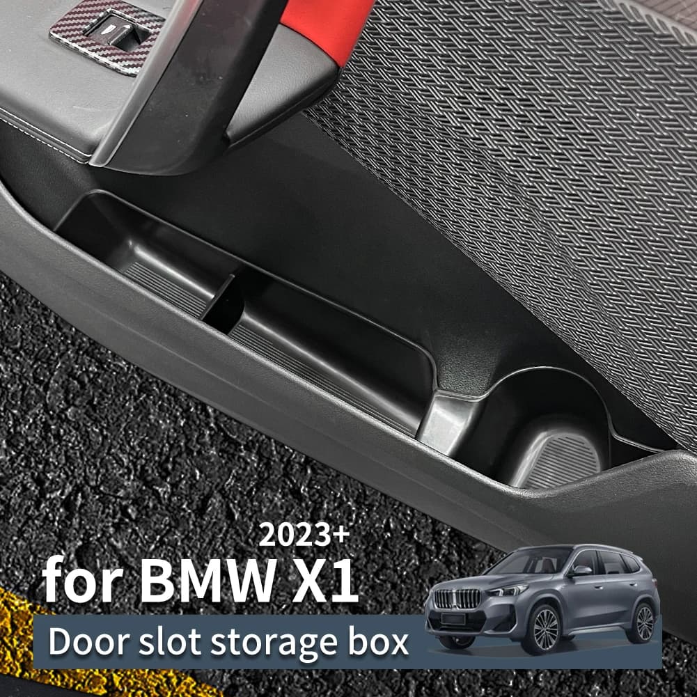 Smabee per BMW X1 IX1 2023, Scatola portaoggetti per maniglia portiera, Vassoio portaoggetti per portiera anteriore X2 IX2 2024, Accessori organizer laterali per auto