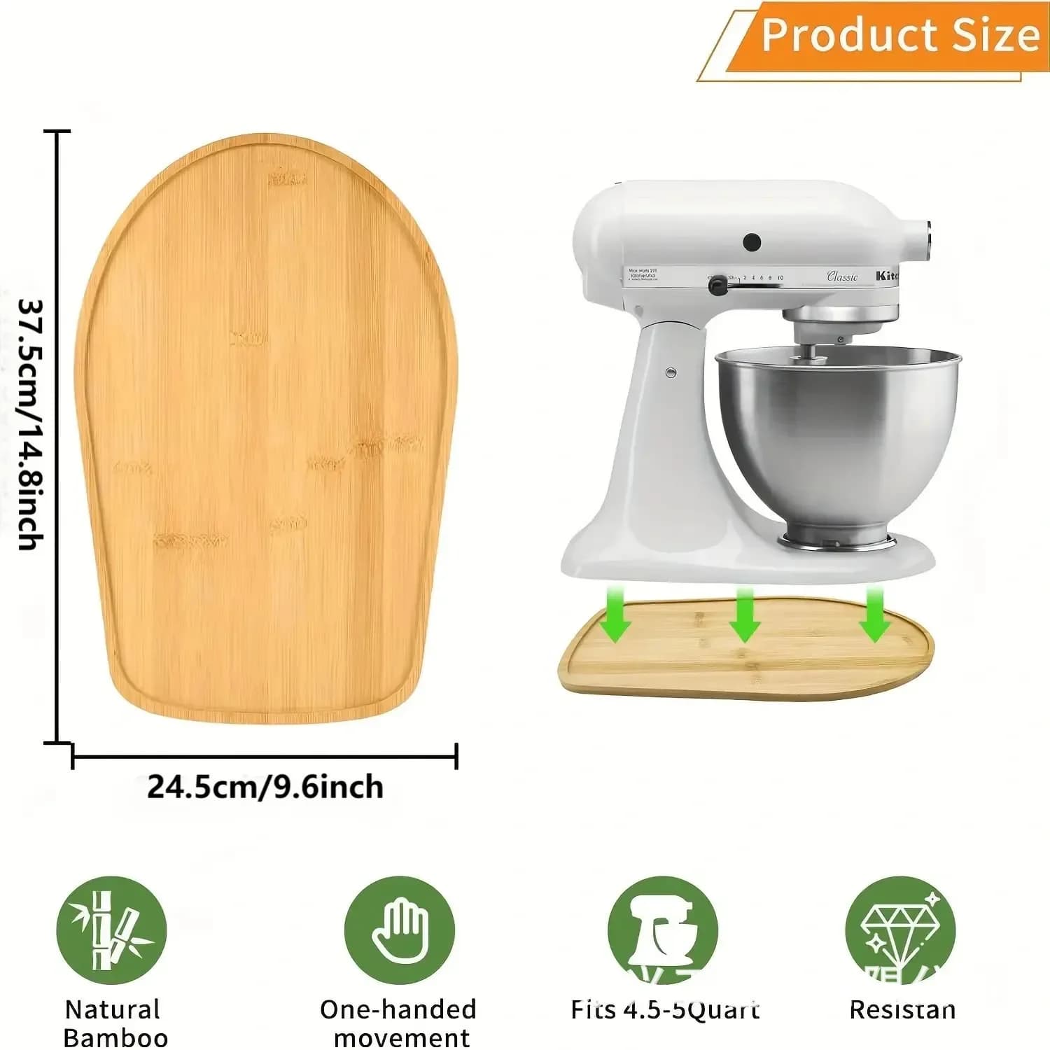 Per il supporto scorrevole in bambù per mixer KitchenAid, supporto scorrevole elettrico per mixer verticale con testa inclinabile da 4,5-5 QT, accessori per mixer da cucina