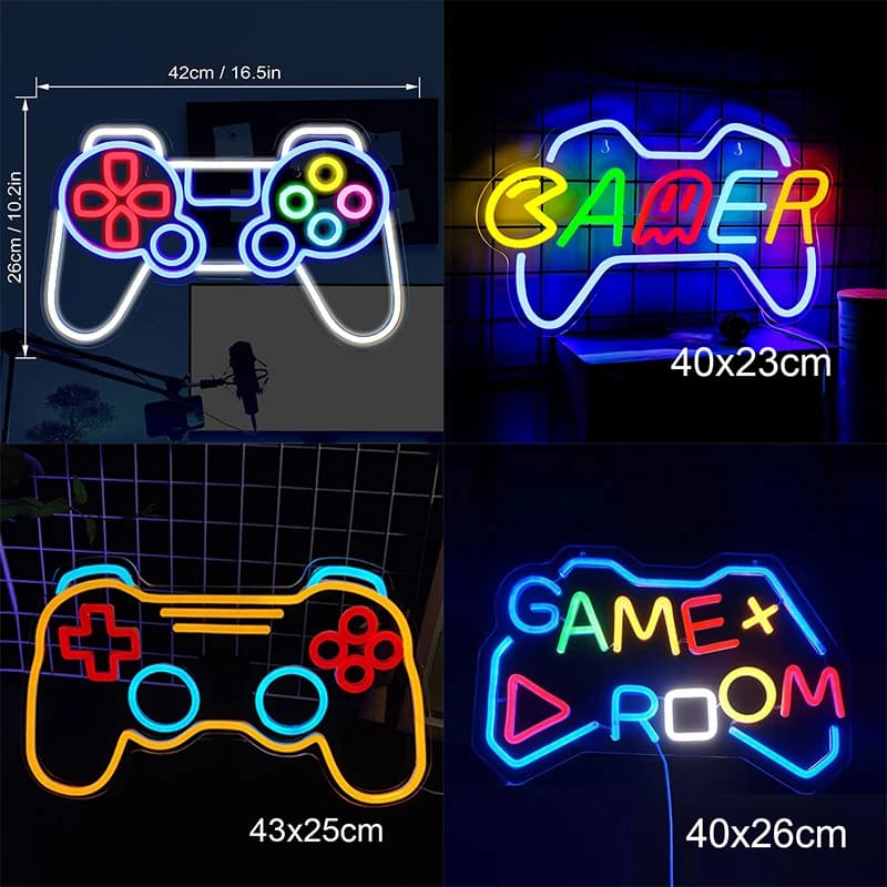 Gioco Led Neon Sign Light Sala da gioco personalizzata Gamer Lampada decorativa al neon per icone Led Camera da letto Negozio di feste Internet Caffè Regalo