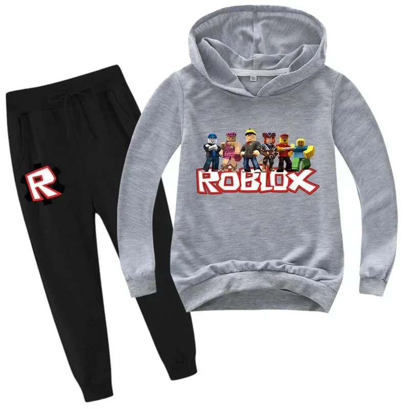 Set di 2 Pezzi Giacca e Pantaloni in Cotone per Bambini, Abbigliamento Sportivo Casual, Regalo di Abbigliamento per Bambini, Tema Roblox