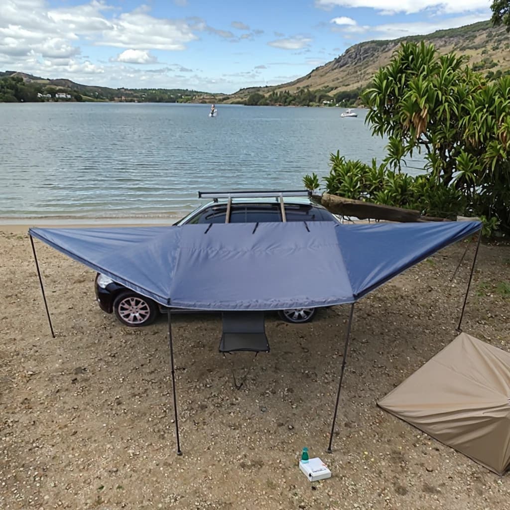 Tenda da sole per auto 180°, tendalino laterale per auto 4x4 fuoristrada da 2,5 m, tenda da campeggio impermeabile con telo parasole e palo in alluminio