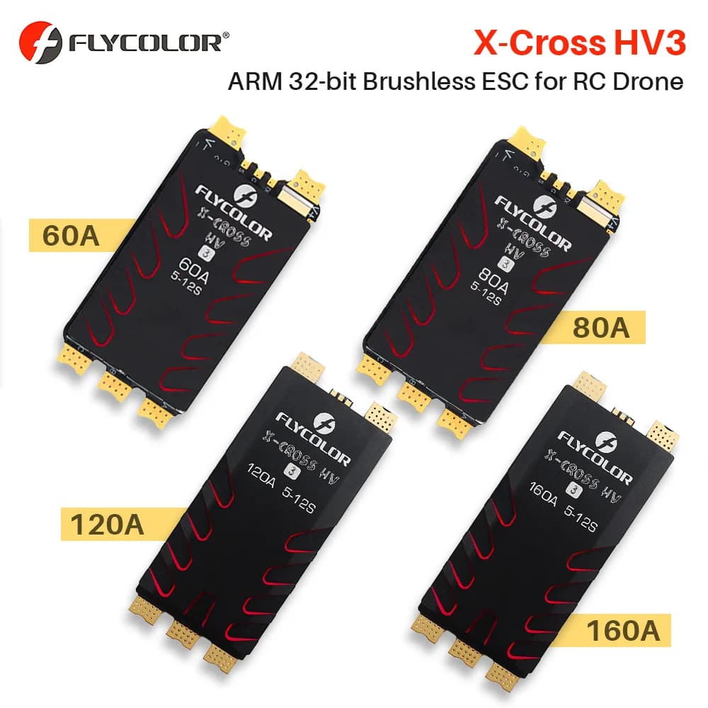 Flycolor Brushless ESC X-Cross HV3 60A 80A 120A 160A 5-12S BLHeli-32 Per RC FPV Drone
