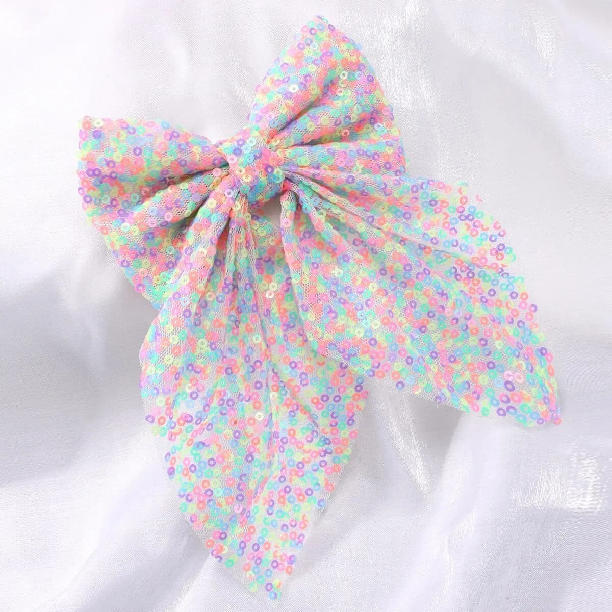 1pc colorato filato netto e Glitter Bowknot fermaglio per capelli ragazza accessori per capelli fermagli per capelli per bambini copricapo regalo ideale per ragazze