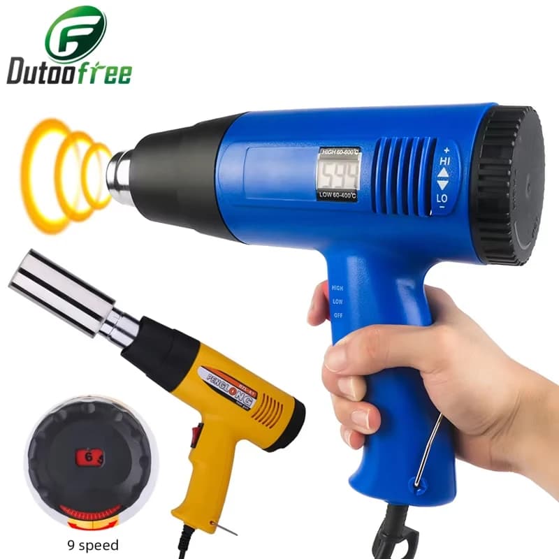 Controllo della temperatura variabile della pistola termica 220V 60 ℃ ~600 ℃ Pistola termica elettrica utilizzata per l'imballaggio termoretraibile dell'utensile elettrico artigianale