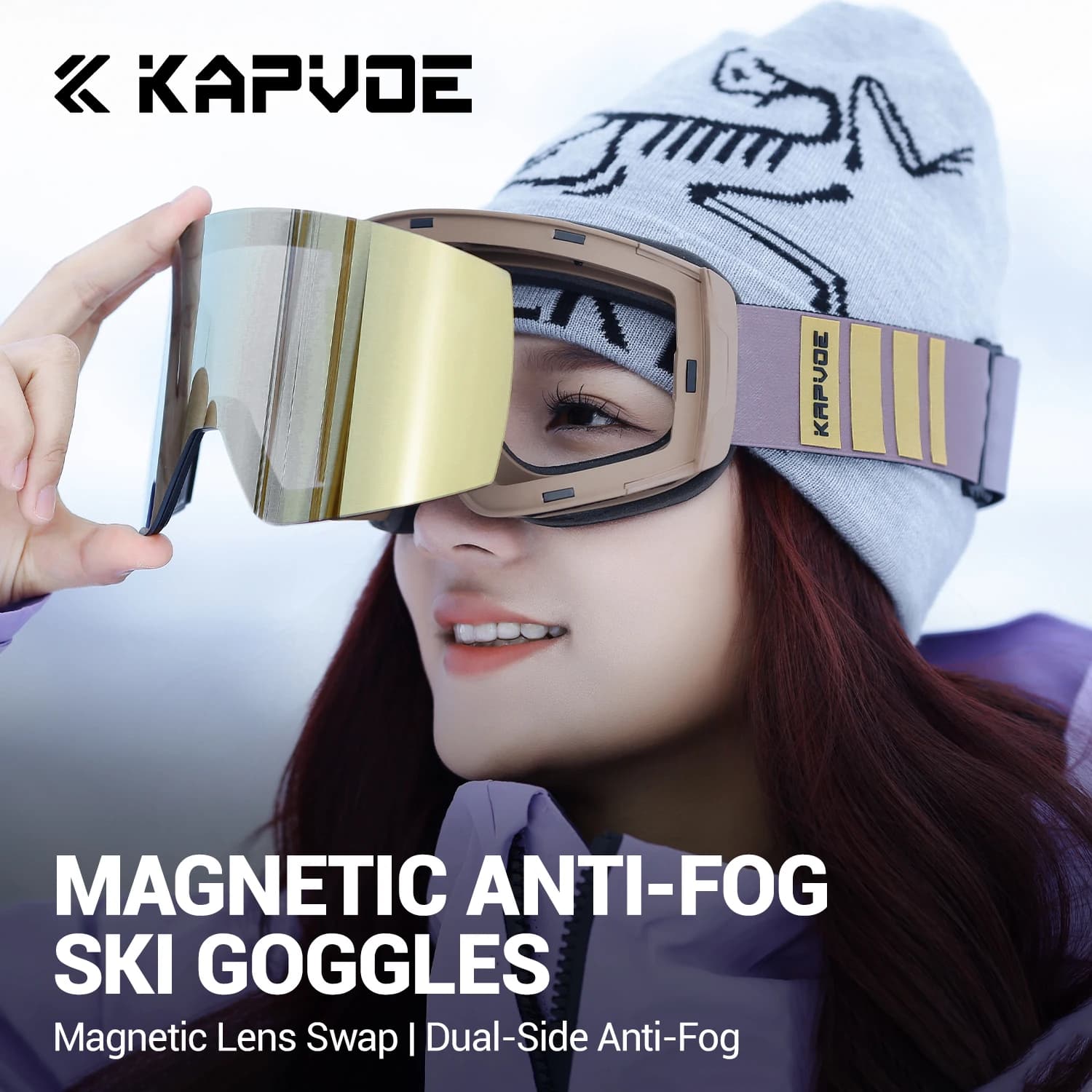 KAPVOE HOT Occhiali da sci fotocromatici Doppi strati Lente Anti-appannamento UV400 Occhiali da sci Sport invernali Sci Snowboard Uomo Donna Neve