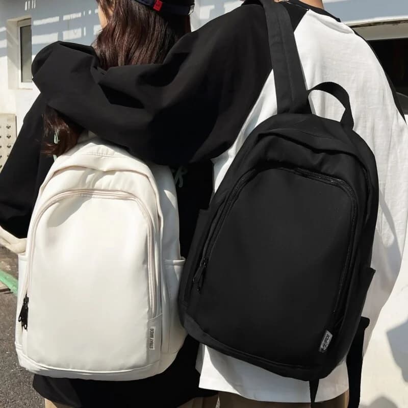 Unisex Simple Pure Color Commuter Backpack Dual Shoulder Bag for High School College Students And Adults Casual Trendy