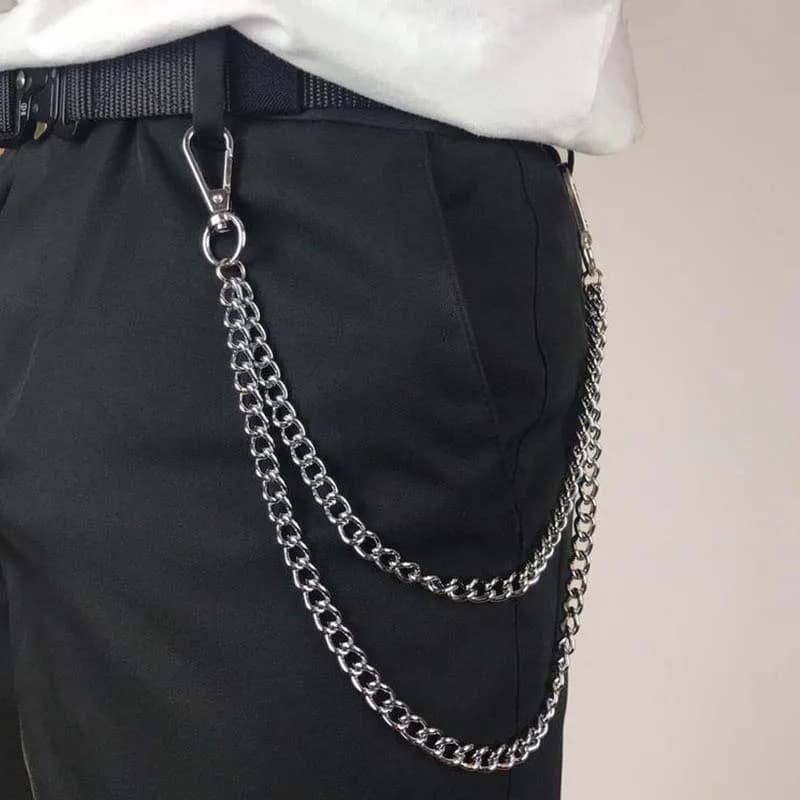 Punk Metal Double Layered Pants Chain for Men Women New Hip Hop Silver Color Jeans Waist Chain Party Jewelry Accessories