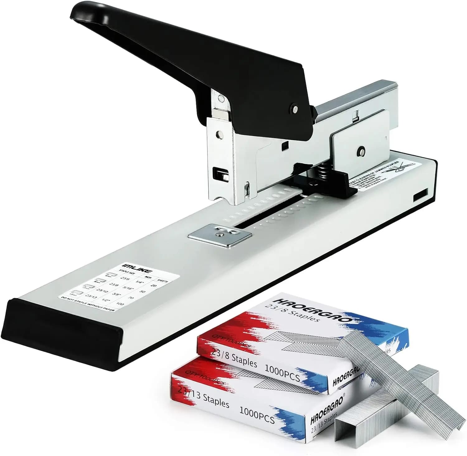 Cucitrice Professionale per 100 Fogli, in Metallo Anti-Inceppamento, Include 2000 Graffette (23/8 e 23/13)