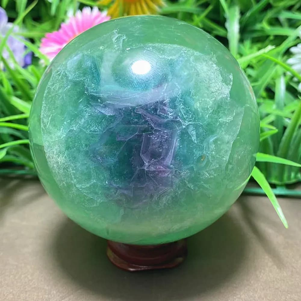 Regalo decorativo per la casa con sfera verde Chakra in cristallo di quarzo naturale + base