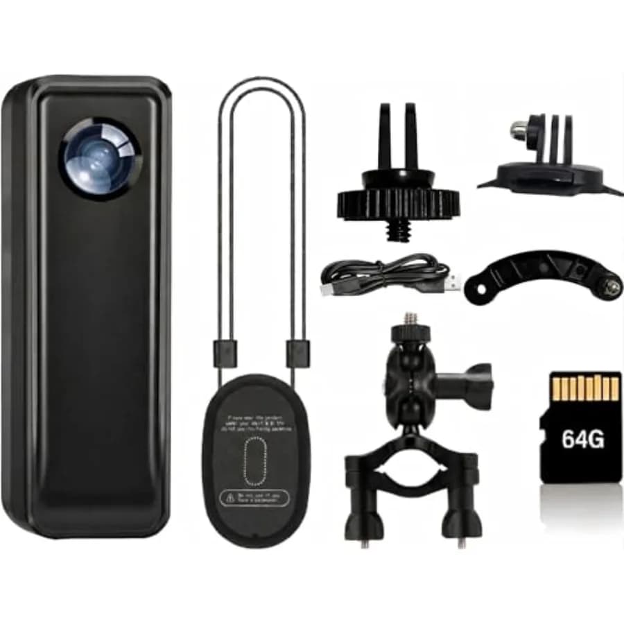 Action Camera 4K per Viaggi, Sport e Ciclismo, Corpo in Plastica ABS, Nera, Impermeabile e Antiurto con Scheda da 64GB, Supporto per Casco