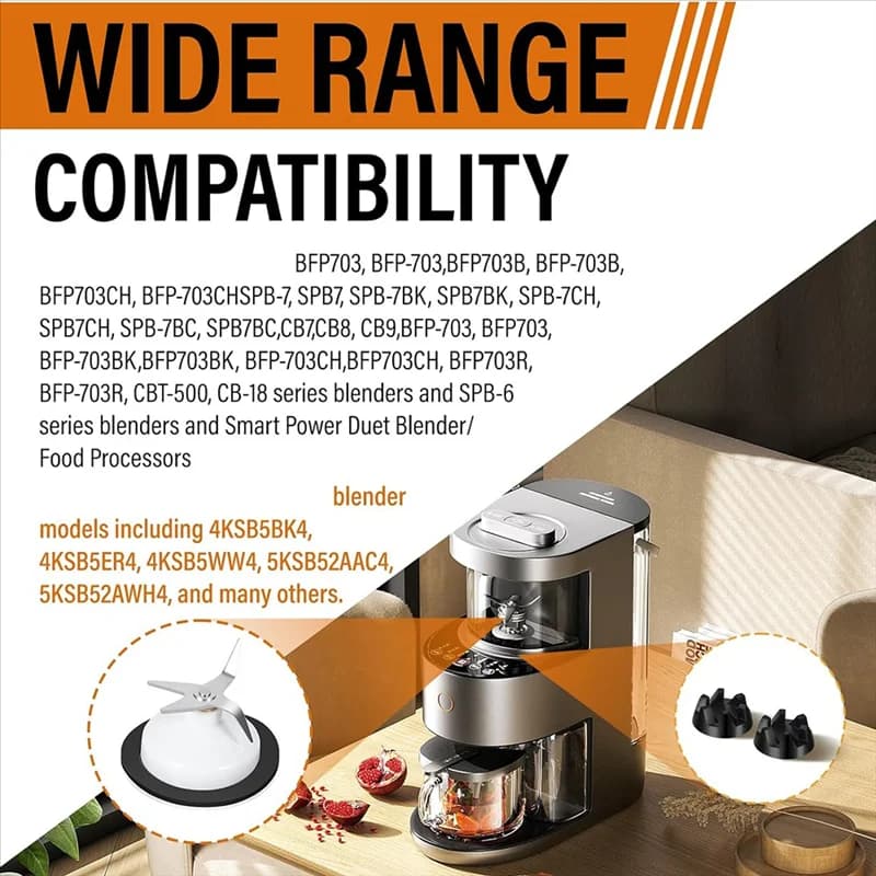 J1UL1N 9704230 Accoppiatore frullatore con kit chiave lama frullatore 4 foglie con guarnizione in gomma per parti frullatore Kitchenaid