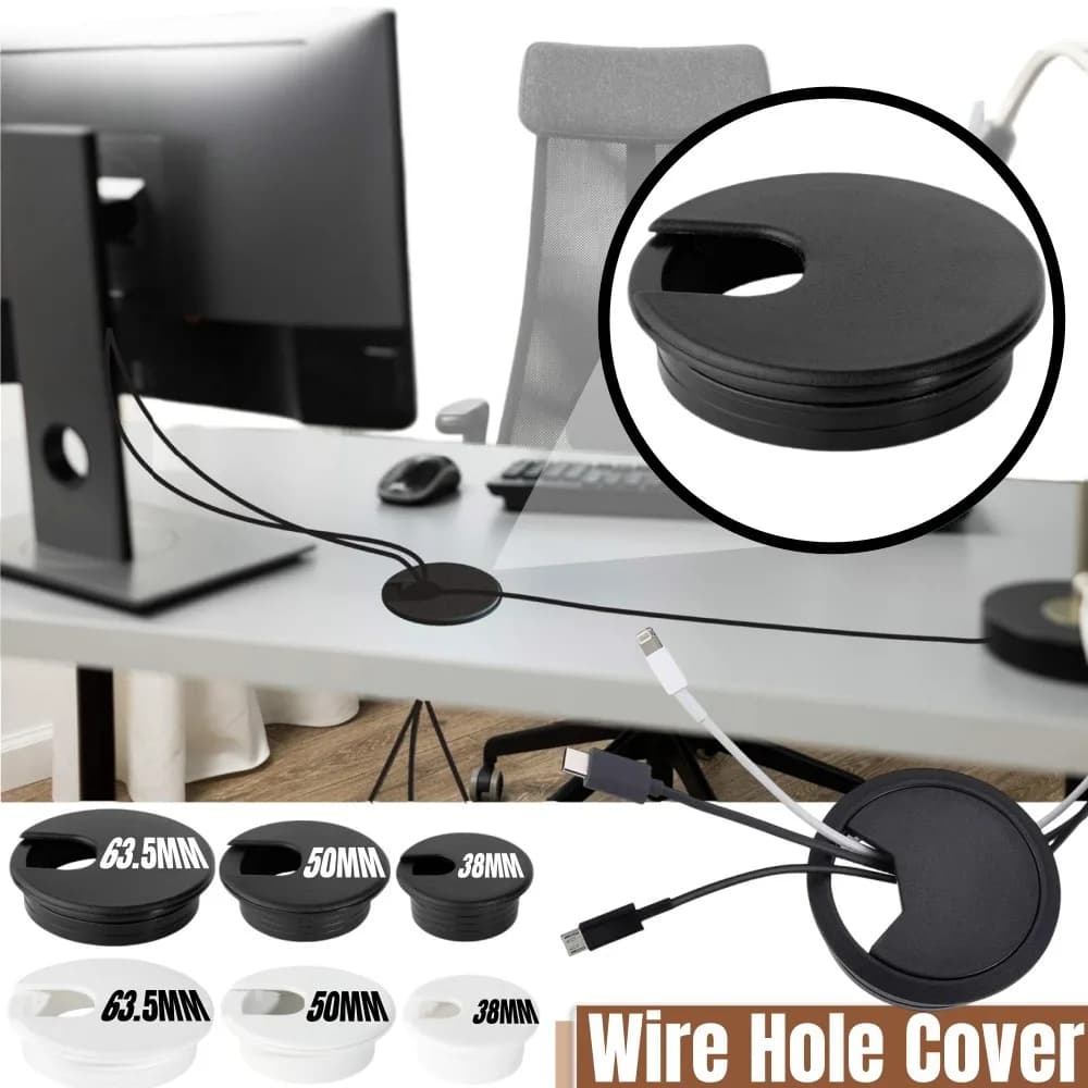 Plastic Wire Hole Cover 1.5/2/2.5 Inch Table Outlet Cable Passing Threading Box Cover Round Office Furniture Desk Organizer