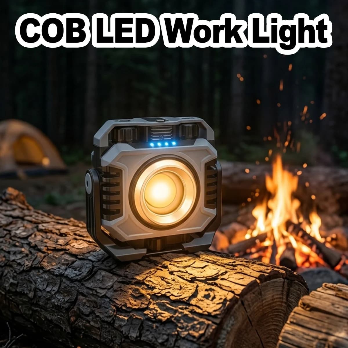 Lampada da Lavoro COB LED a Doppia Fonte Luminosa, Power Bank, Torcia Impermeabile, Supporto Magnetico Forte, Lampada Rotante Portatile per Campeggio