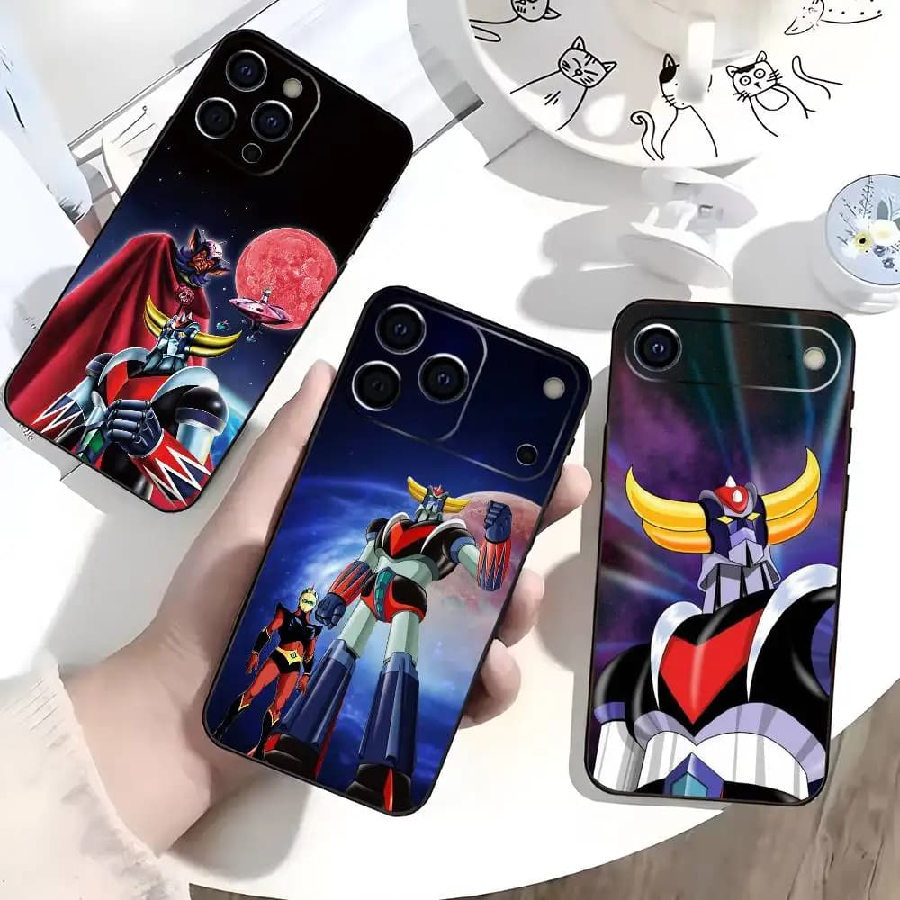 UFO R-Robot G-Goldorak Phone Case For iPhone 17,16,15,14,13,12,11 Plus,Pro Max,XS,Soft Silicone Black Cover