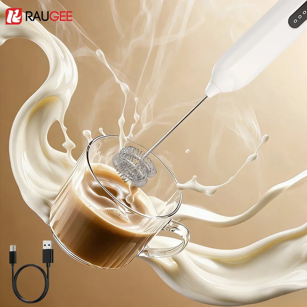 Montalatte Ricaricabile, Mini Frullino per Caffè Senza Fili, Macchina per Schiuma di Latte Elettrica, Frullatore Portatile, Sbattitore per Uova