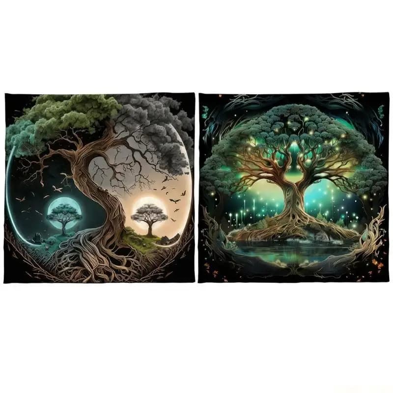U2JB Tovaglia con carte dei Tarocchi Tovaglia quadrata con arazzo degli alberi della