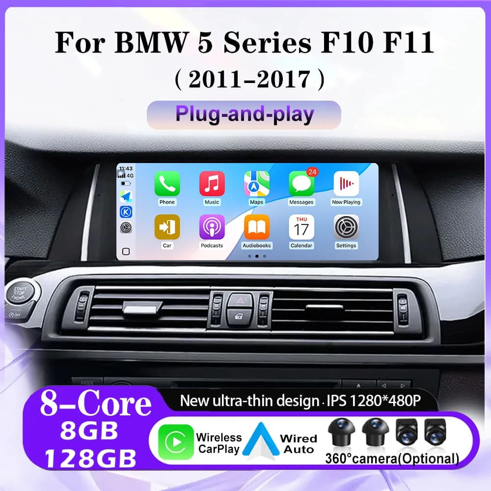 Carplay For BMW 5 Series F10 F11 2011-2017 Android Auto Car Radio Multimedia Video Player Bluetooth GPS Navigation DSP Stereo