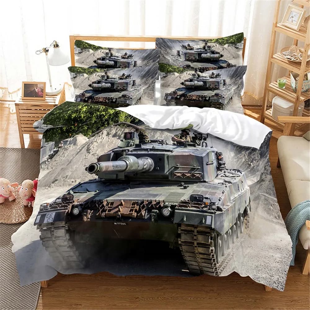 Copripiumino per serbatoio 3D Stampa serbatoio Arma militare di guerra Tema per bambini Adolescenti Donne Uomini Regali per decorazioni per la camera da letto Queen King