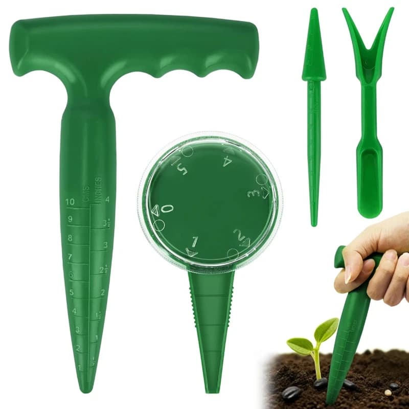 Gardening Dibber Set Seedling Transplanting Hole Digger Sowing Seeds Dispenser Flowers Seeder Planting Tools