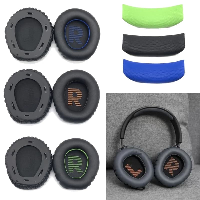 Replacement of protein leather ear band for JBL Quantum 350 360 earphones ear cushions with acoustic insulation foam