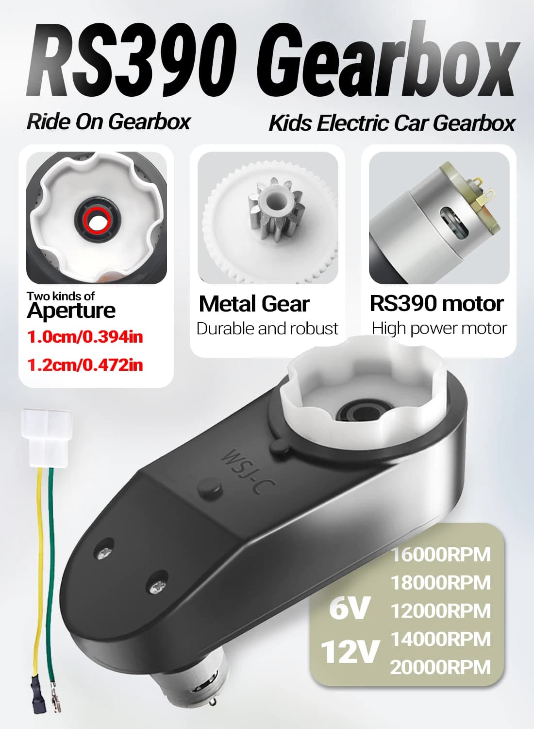 Scatole per auto elettriche per bambini con motori per auto 4WD per bambini RS390, riduttore RS390 per auto, accessori per giocattoli da guida